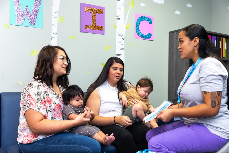 WIC clinic staff provides nutrition education to participants at a Chickasaw Nation clinic.