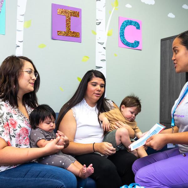 WIC clinic staff provides nutrition education to participants at a Chickasaw Nation clinic.